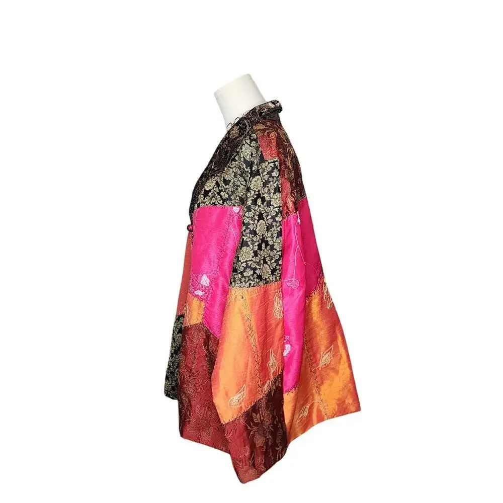 Vtg 90s Indigo Moon Patchwork Bright Colorful Funky Festival Rave Coat Sz XXL - Picture 5 of 8